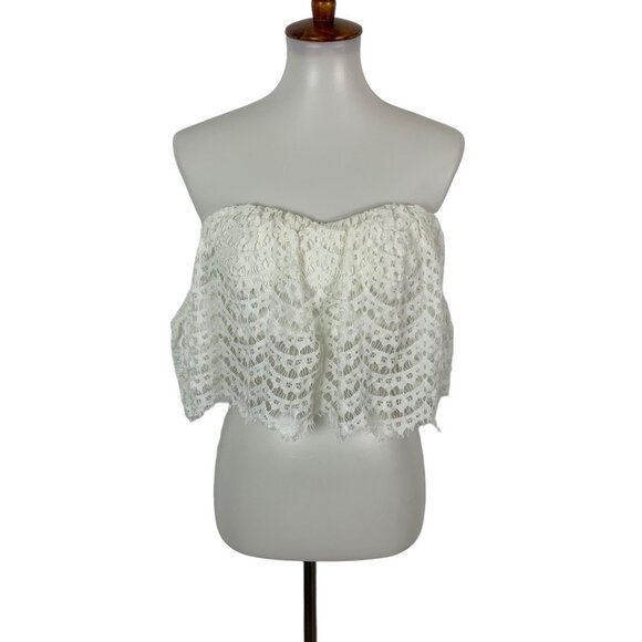 L’Atiste AMT Crop Top Small White Lace Off Shoulder Romantic Cottagecore - Picture 1 of 6